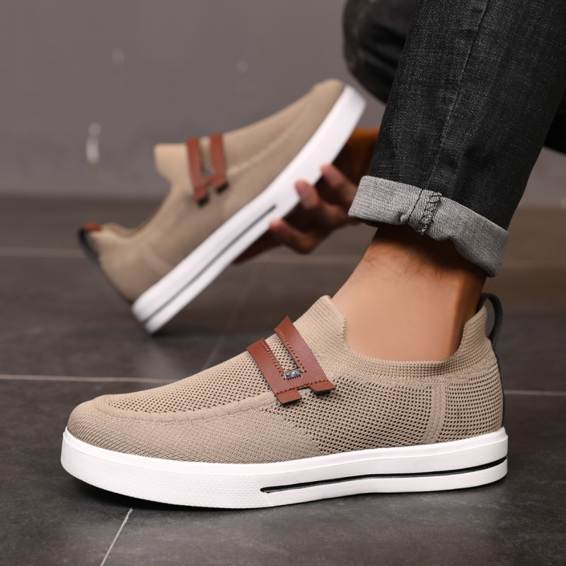 Muške platnene tenisice Slip-On, prozračna mrežasta unutrašnjost, gumena potplat, okrugli nos