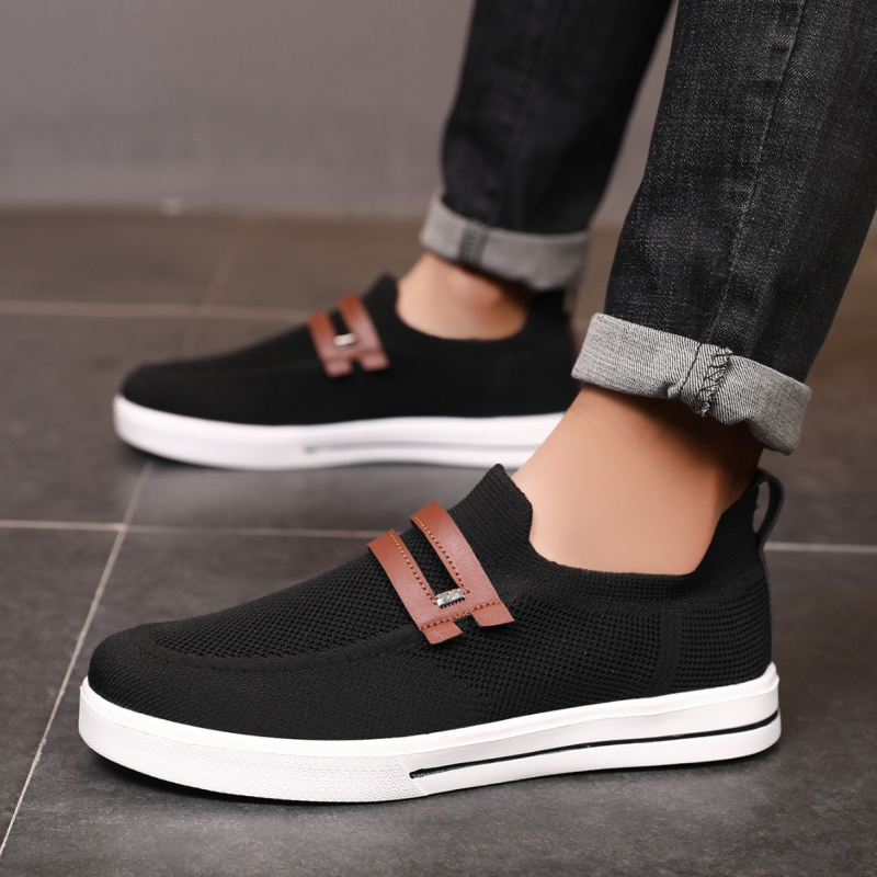 Muške platnene tenisice Slip-On, prozračna mrežasta unutrašnjost, gumena potplat, okrugli nos
