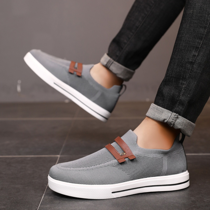 Muške platnene tenisice Slip-On, prozračna mrežasta unutrašnjost, gumena potplat, okrugli nos
