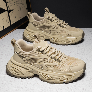 Pantofi casual pentru bărbați, din plasă, talpă din cauciuc, închidere cu șireturi, înălțime toc 3–5 cm