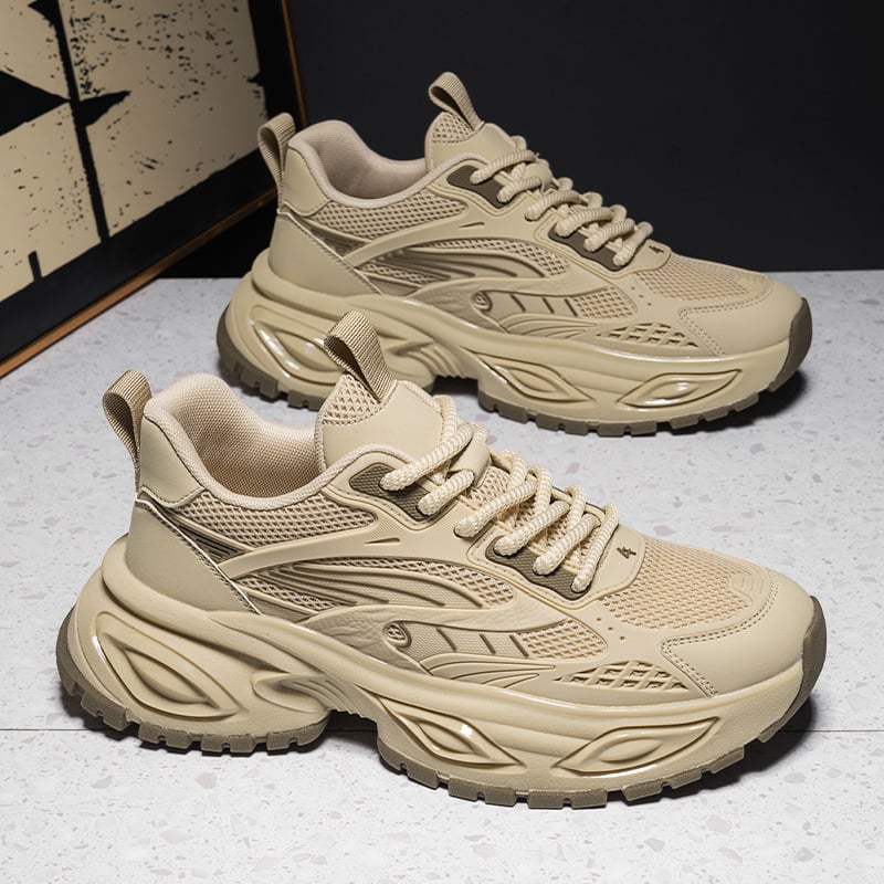 Pantofi casual pentru bărbați, din plasă, talpă din cauciuc, închidere cu șireturi, înălțime toc 3–5 cm