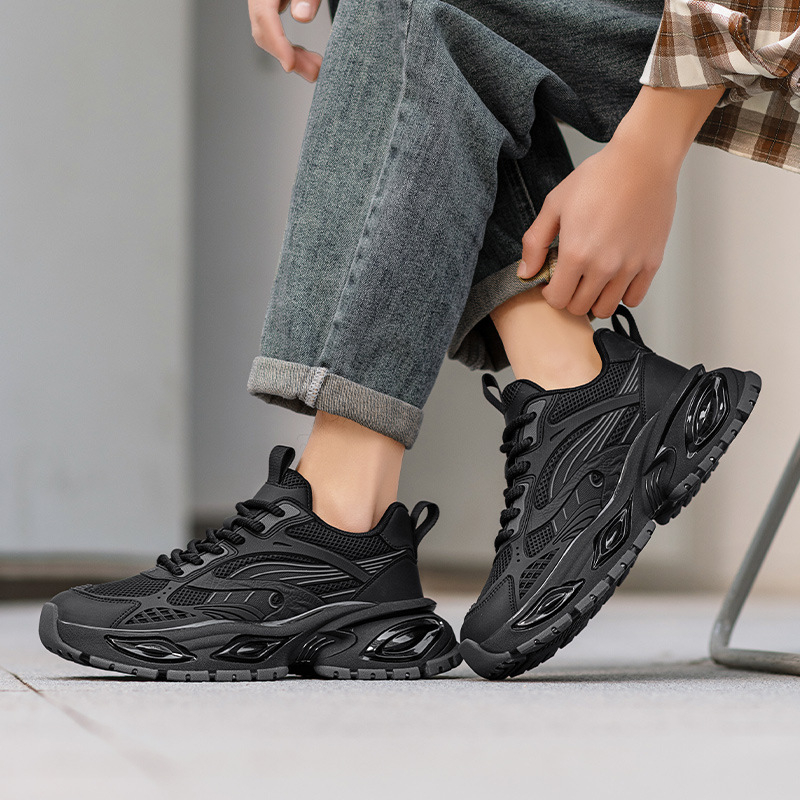 Pantofi casual pentru bărbați, din plasă, talpă din cauciuc, închidere cu șireturi, înălțime toc 3–5 cm