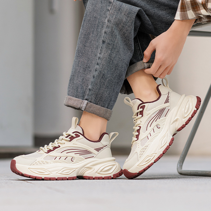 Pantofi casual pentru bărbați, din plasă, talpă din cauciuc, închidere cu șireturi, înălțime toc 3–5 cm