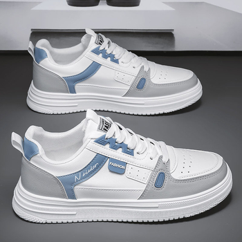 Adidași sport pentru bărbați - partea superioară din piele sintetică, talpă din cauciuc, gleznă joasă, branț EVA, toc mic