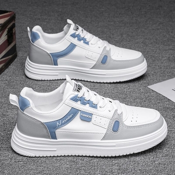 Adidași sport pentru bărbați - partea superioară din piele sintetică, talpă din cauciuc, gleznă joasă, branț EVA, toc mic