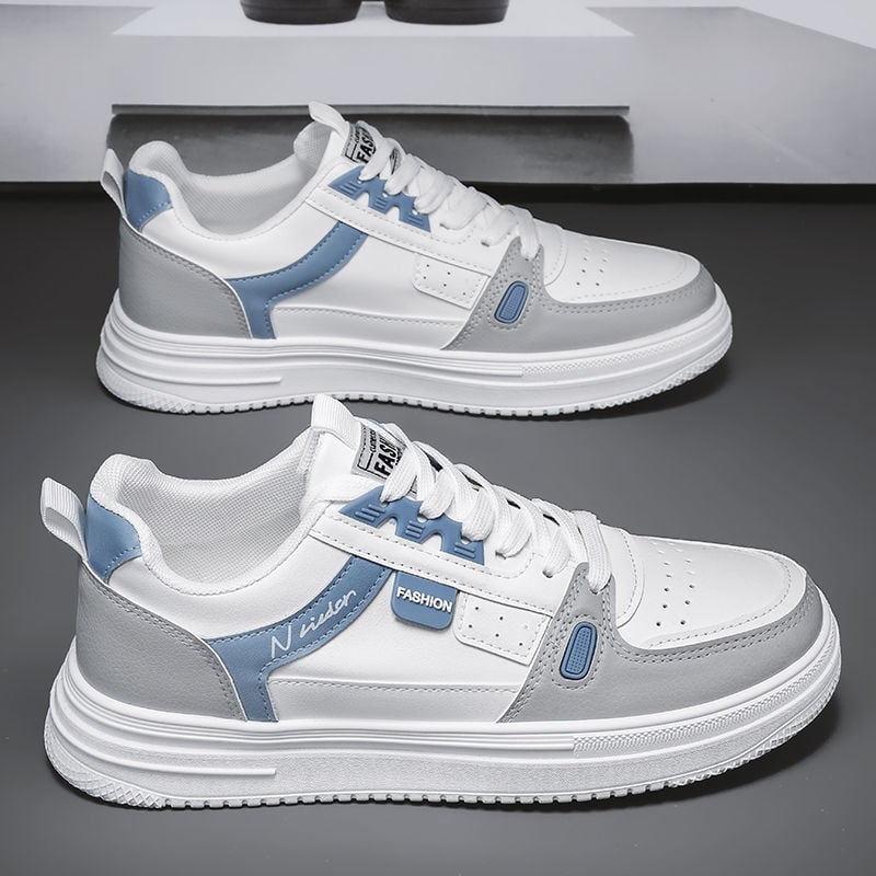 Adidași sport pentru bărbați - partea superioară din piele sintetică, talpă din cauciuc, gleznă joasă, branț EVA, toc mic