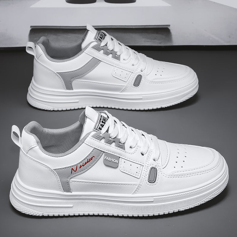 Adidași sport pentru bărbați - partea superioară din piele sintetică, talpă din cauciuc, gleznă joasă, branț EVA, toc mic