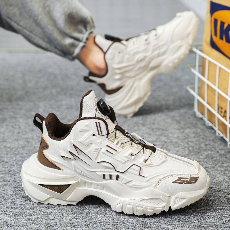 Pantofi bărbăți Dad Shoes – respirabili, anti-alunecare, sneakers casual de sport cu închidere prin cataramă, PU partea superioară și talpă din cauciuc