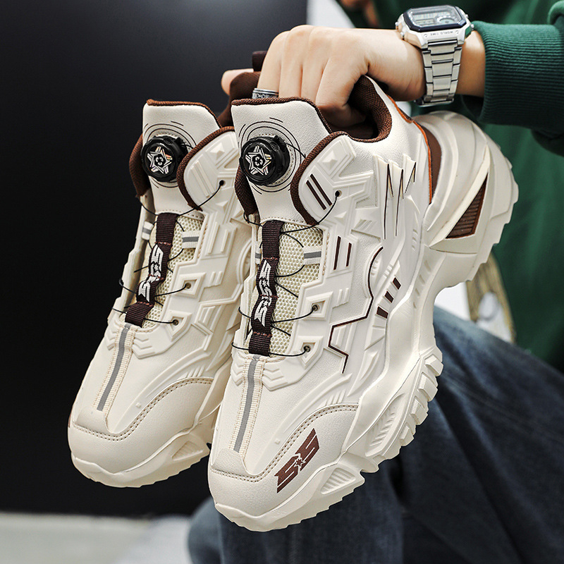 Pantofi bărbăți Dad Shoes – respirabili, anti-alunecare, sneakers casual de sport cu închidere prin cataramă, PU partea superioară și talpă din cauciuc