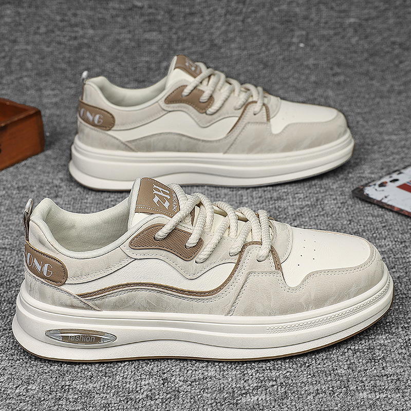 Pantofi sport pentru bărbați în stil coreean, talpă ridicată, PU peste, talpă din cauciuc, impermeabili, purtare zilnică