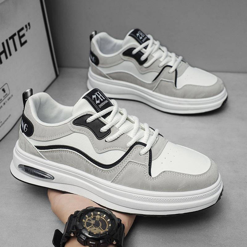 Pantofi sport pentru bărbați în stil coreean, talpă ridicată, PU peste, talpă din cauciuc, impermeabili, purtare zilnică