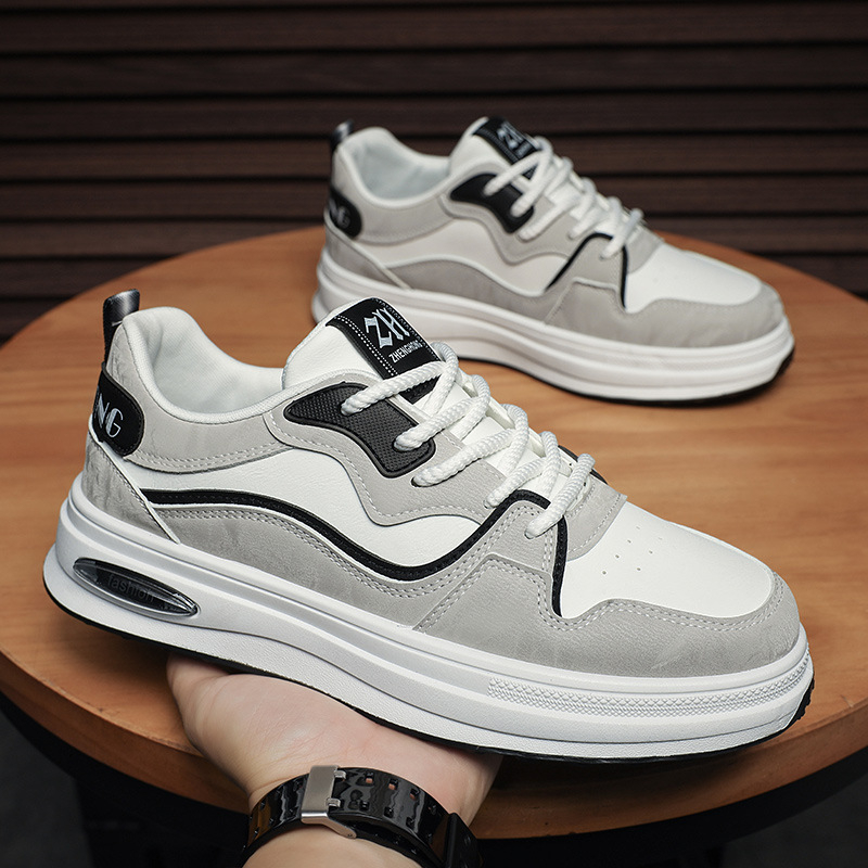 Pantofi sport pentru bărbați în stil coreean, talpă ridicată, PU peste, talpă din cauciuc, impermeabili, purtare zilnică