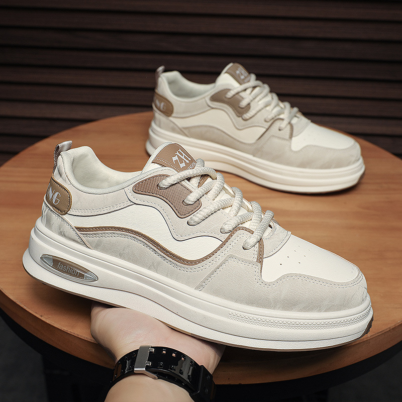 Pantofi sport pentru bărbați în stil coreean, talpă ridicată, PU peste, talpă din cauciuc, impermeabili, purtare zilnică