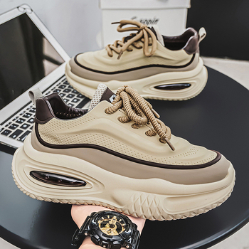 Unisex sportske casual tenisice - PU gornji dio, gumena potplat, debeli 3-5 cm peta, niski kroj, vezanje