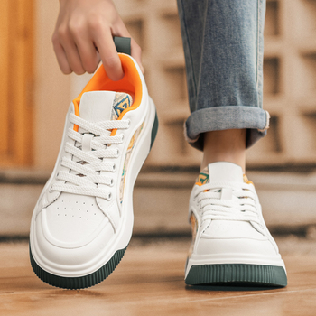 Pantofi sport pentru bărbați cu talpă groasă, din fibră super, talpă din cauciuc, model joasă cu șireturi, înălțimea călcâiului 3–5 cm, Primăvara 2025