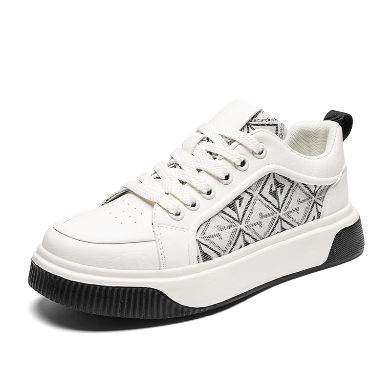 Pantofi sport pentru bărbați cu talpă groasă, din fibră super, talpă din cauciuc, model joasă cu șireturi, înălțimea călcâiului 3–5 cm, Primăvara 2025