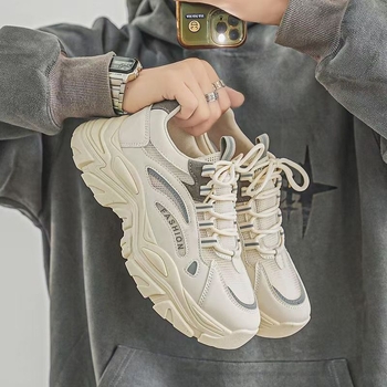 Pantofi sport casual din plasă respirabilă pentru bărbați, talpă din cauciuc antiderapantă, închidere cu șiret în față, branț EVA, toc mic 1–3 cm