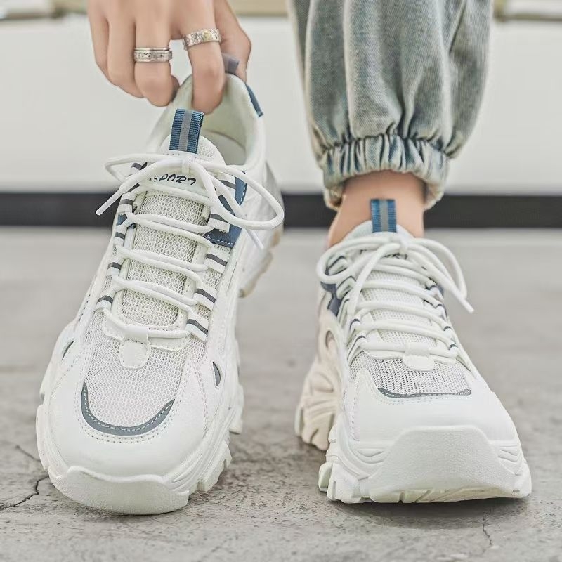 Pantofi sport casual din plasă respirabilă pentru bărbați, talpă din cauciuc antiderapantă, închidere cu șiret în față, branț EVA, toc mic 1–3 cm