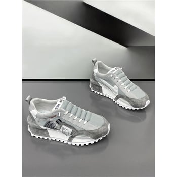 Pantofi sport bărbați în stil coreean, din plasă, talpă din cauciuc, vârf ascuțit, toc mic