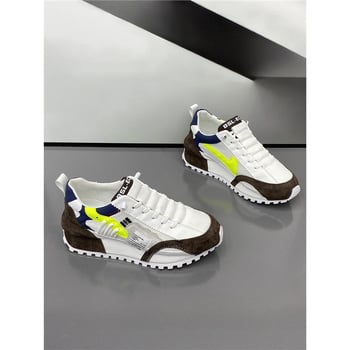 Pantofi sport bărbați în stil coreean, din plasă, talpă din cauciuc, vârf ascuțit, toc mic