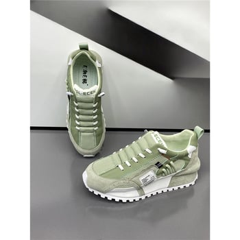 Pantofi sport bărbați în stil coreean, din plasă, talpă din cauciuc, vârf ascuțit, toc mic