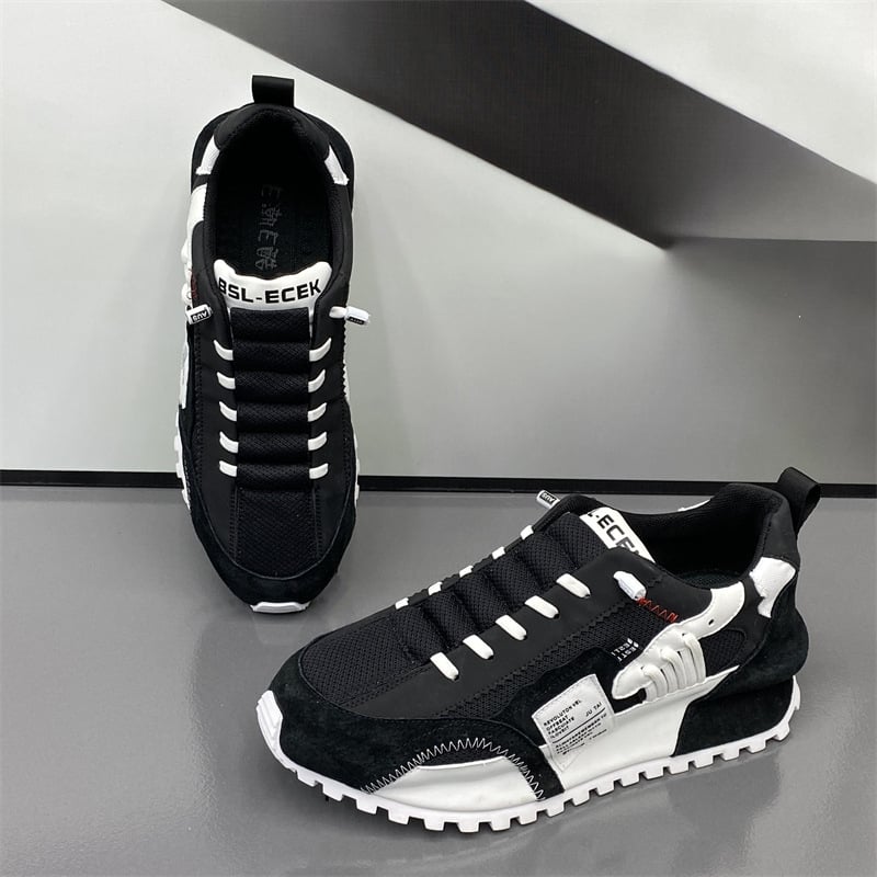 Pantofi sport bărbați în stil coreean, din plasă, talpă din cauciuc, vârf ascuțit, toc mic