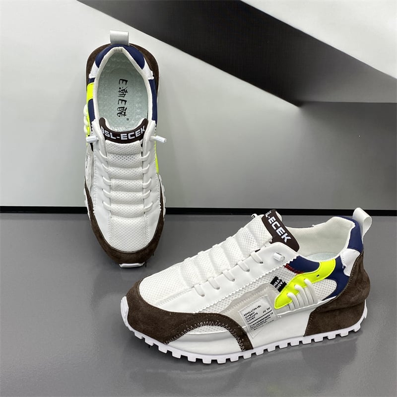 Pantofi sport bărbați în stil coreean, din plasă, talpă din cauciuc, vârf ascuțit, toc mic