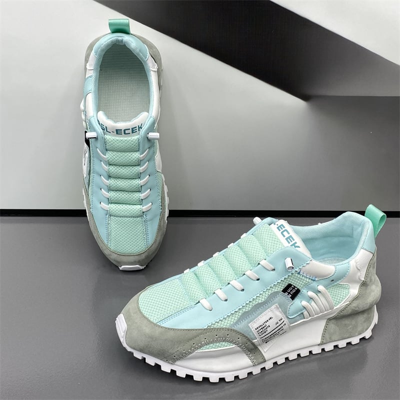 Pantofi sport bărbați în stil coreean, din plasă, talpă din cauciuc, vârf ascuțit, toc mic