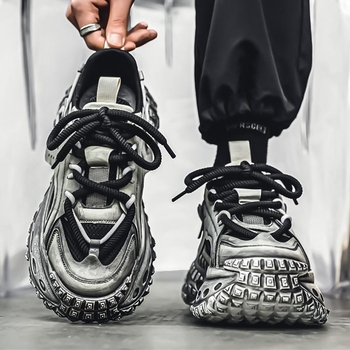Muške tenisice dad shoes, prozračne gornji dio od PU+mesh, gumena potplata, vezanje, okrugli vrh, srednja visina pete 3–5 cm