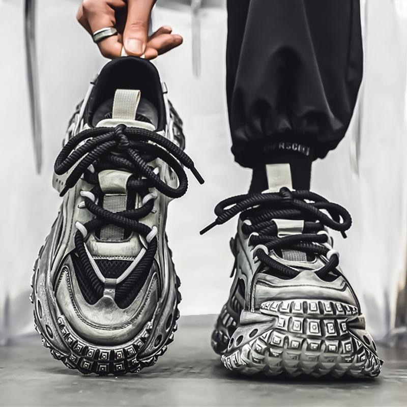 Muške tenisice dad shoes, prozračne gornji dio od PU+mesh, gumena potplata, vezanje, okrugli vrh, srednja visina pete 3–5 cm