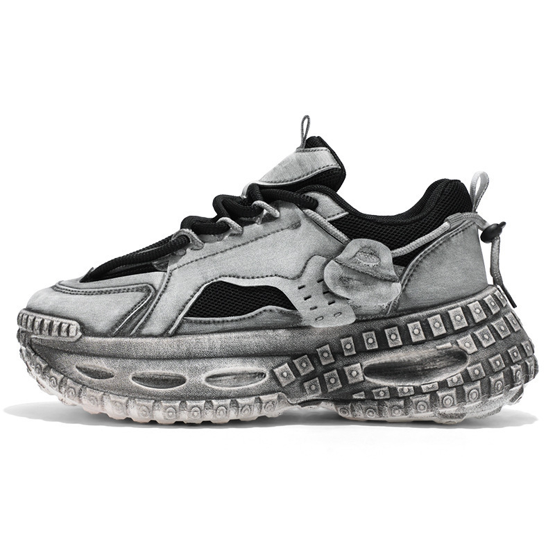 Muške tenisice dad shoes, prozračne gornji dio od PU+mesh, gumena potplata, vezanje, okrugli vrh, srednja visina pete 3–5 cm