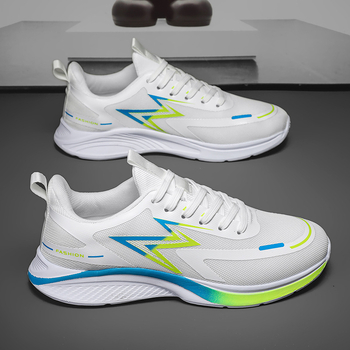 Pantofi de alergare unisex, cu partea superioară din plasă, talpă EVA, respirabili, model cu dungi