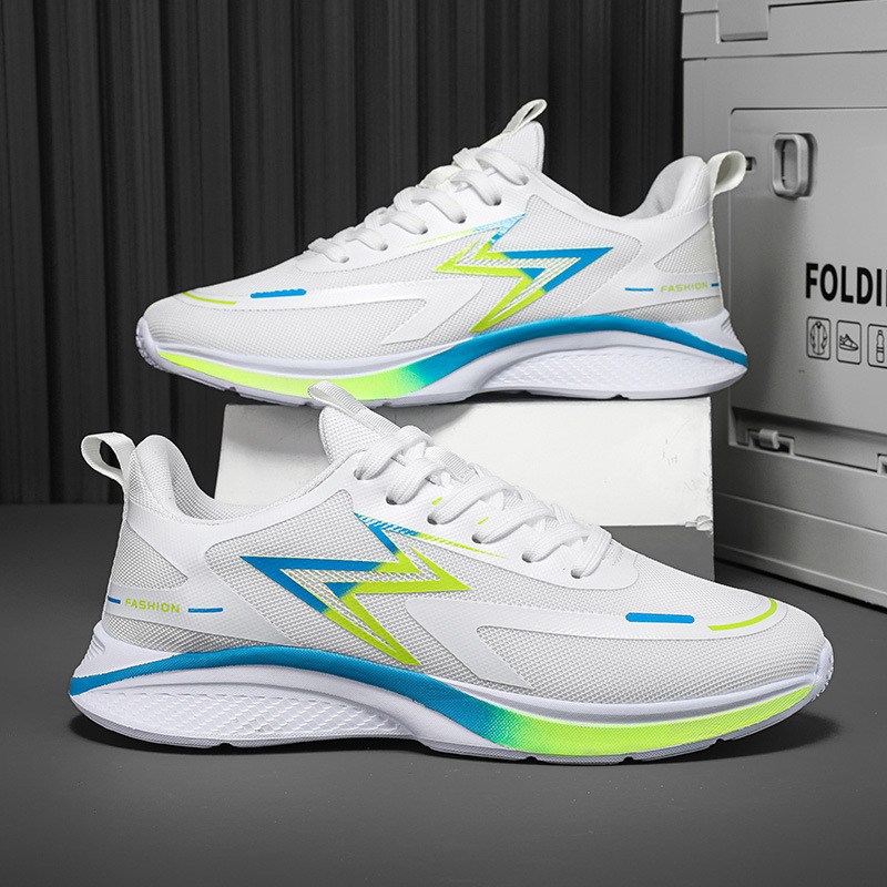 Pantofi de alergare unisex, cu partea superioară din plasă, talpă EVA, respirabili, model cu dungi