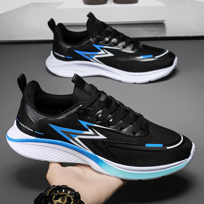 Pantofi de alergare unisex, cu partea superioară din plasă, talpă EVA, respirabili, model cu dungi