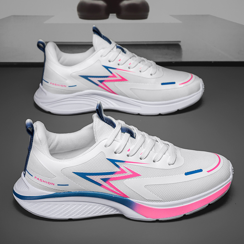 Pantofi de alergare unisex, cu partea superioară din plasă, talpă EVA, respirabili, model cu dungi