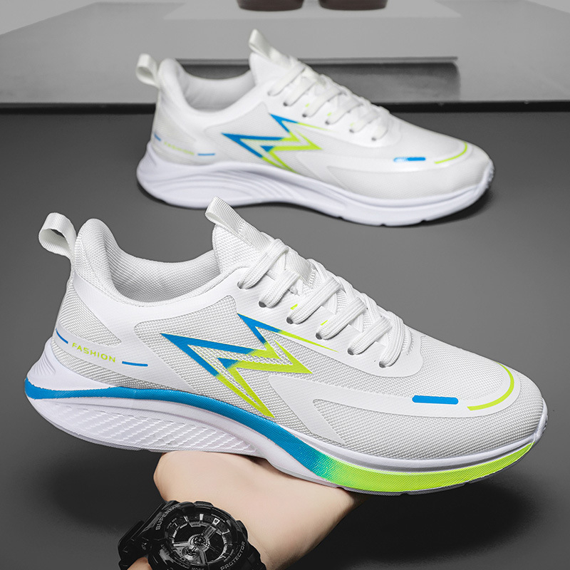 Pantofi de alergare unisex, cu partea superioară din plasă, talpă EVA, respirabili, model cu dungi