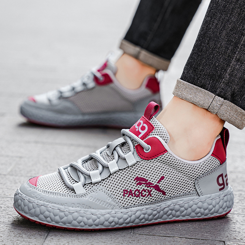 Pantofi sport casual pentru bărbați, din plasă respirabilă, șireturi, talpă injectată, talpa joasă, vârf rotund