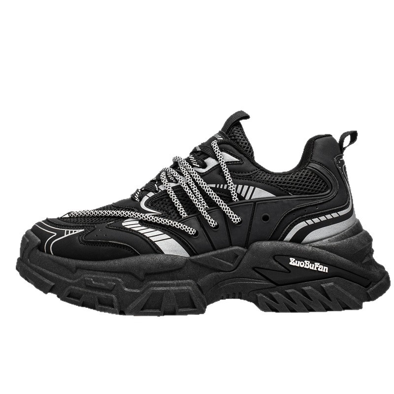 Muške cipele Dad Shoes s PU+mesh gornjim dijelom, prozračne, povećavaju visinu, debela potplata, vezanje, ležerni stil