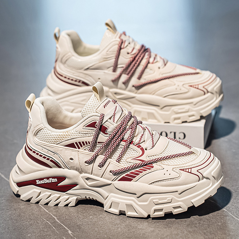 Muške cipele Dad Shoes s PU+mesh gornjim dijelom, prozračne, povećavaju visinu, debela potplata, vezanje, ležerni stil