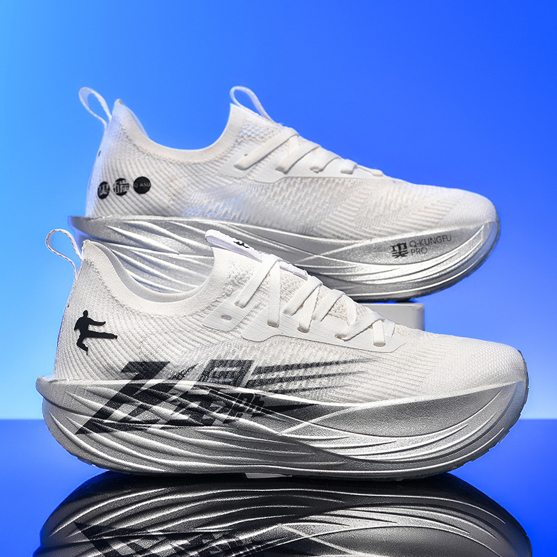 Uniszex hálós futócipő — légáteresztő felsőrész, gumitalp, PU talpbetét, alacsony fazon, csíkos minta