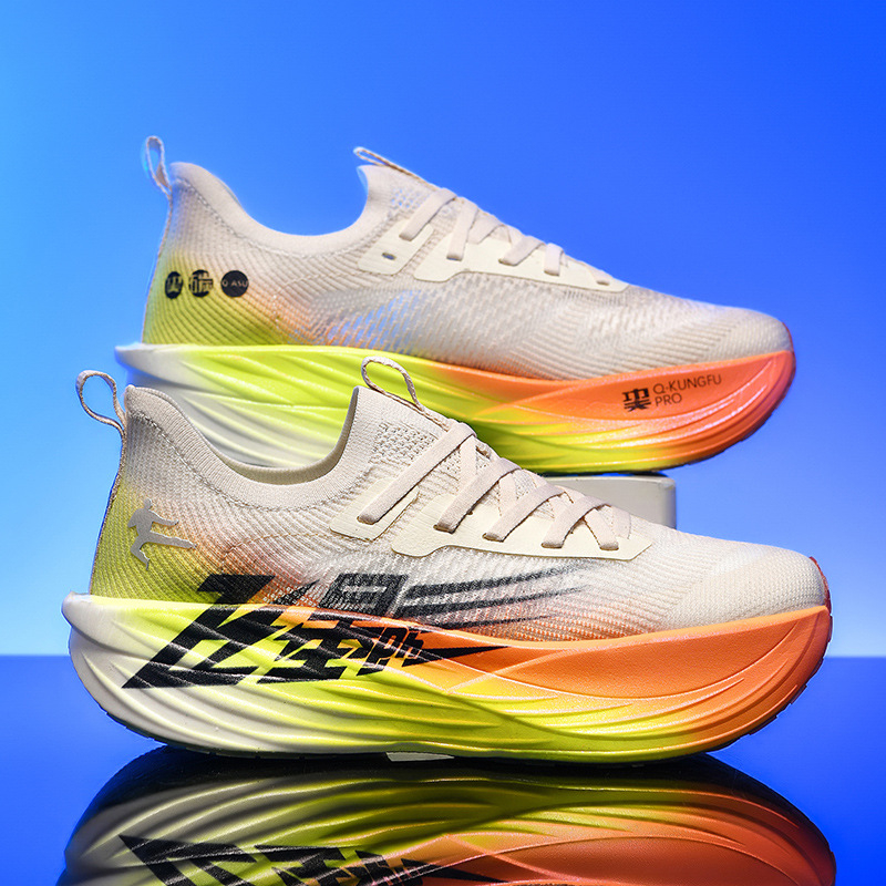 Uniszex hálós futócipő — légáteresztő felsőrész, gumitalp, PU talpbetét, alacsony fazon, csíkos minta