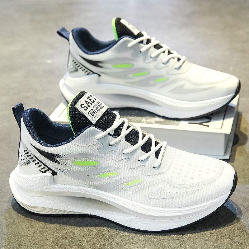 Férfiak számára légáteresztő hálós futócipők, fűzővel, középmagasságú felsőrész, alacsony sarok 1–3 cm