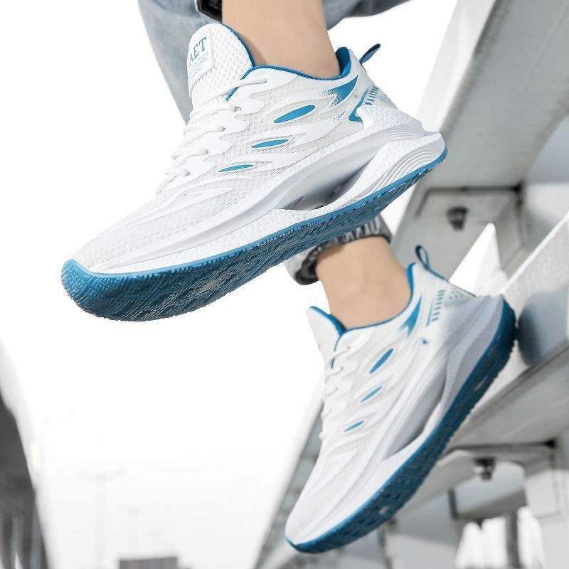 Férfiak számára légáteresztő hálós futócipők, fűzővel, középmagasságú felsőrész, alacsony sarok 1–3 cm