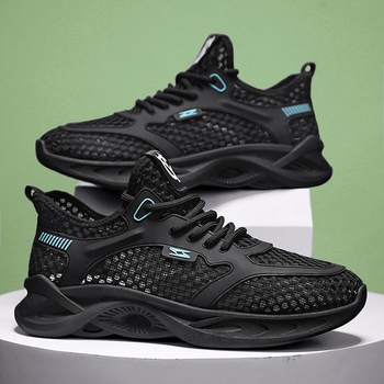 Férfi hálós sportcipő – lélegző, könnyű (felső PU+háló; fűző; EVA talpbetét; injektált talp)