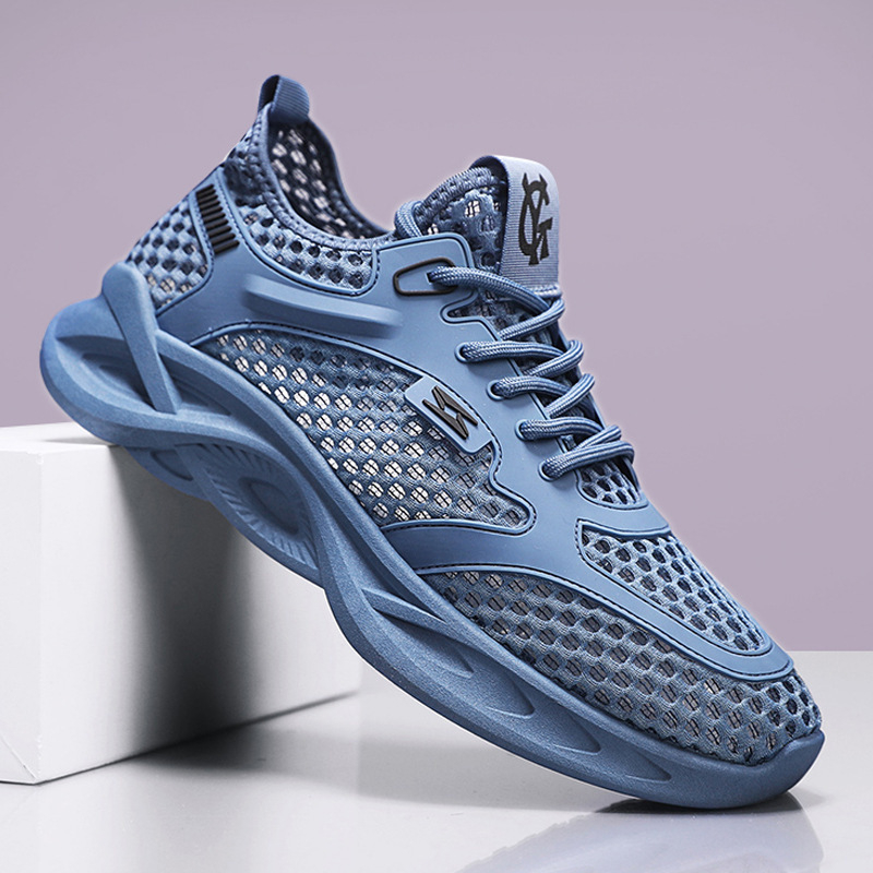 Férfi hálós sportcipő – lélegző, könnyű (felső PU+háló; fűző; EVA talpbetét; injektált talp)