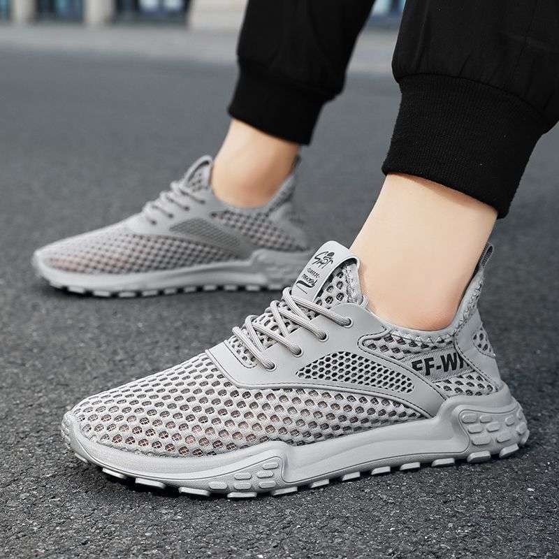 Muške mrežaste tenisice za trčanje s vezanjem, srednje visine gornjeg dijela, potplat od pjene