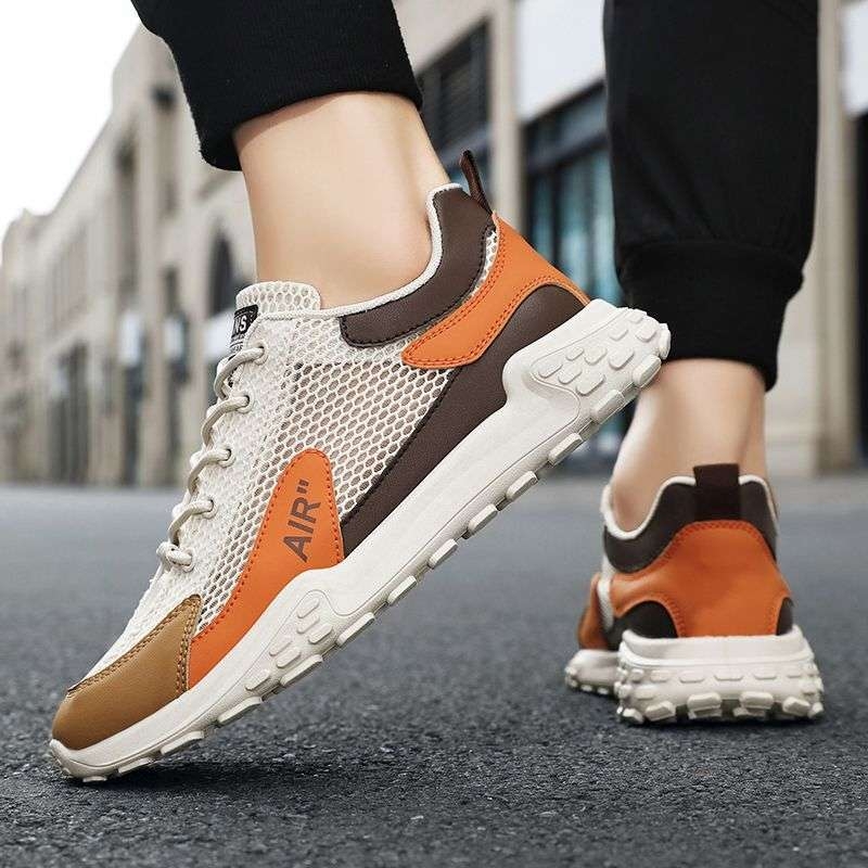 Muške mrežaste tenisice za trčanje s vezanjem, srednje visine gornjeg dijela, potplat od pjene