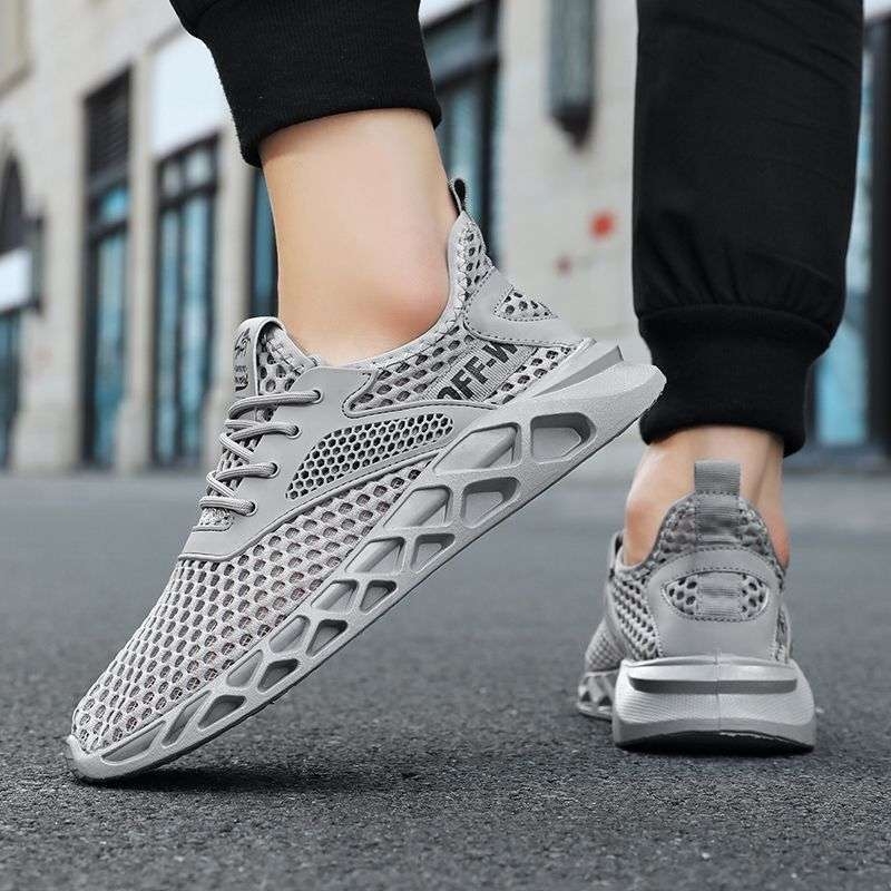 Muške mrežaste tenisice za trčanje s vezanjem, srednje visine gornjeg dijela, potplat od pjene