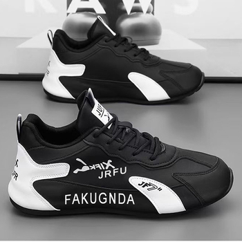 Muške sportske casual tenisice s PU gornjim dijelom, gumom, srednje visine, vezanje, visina pete 3-5 cm