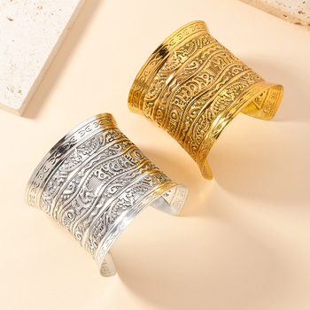 Egzotikus, széles arany karkötő Dunhuangtól nőknek, etnikai stílusú, bohém karkötő, Dai karkötő, indiai és európai ékszerek